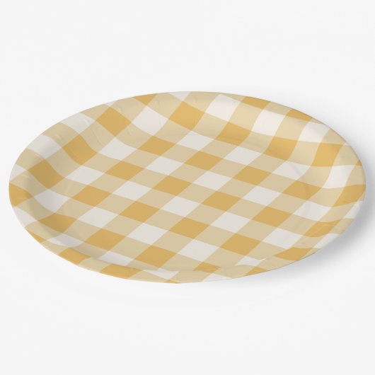 Gingham Plaid Plates ペーパープレート (アングル)