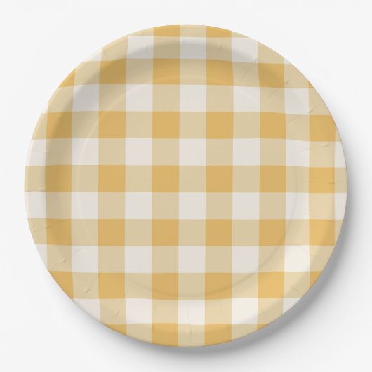 Gingham Plaid Plates ペーパープレート (正面)