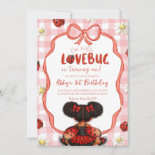 Gingham Red Ladybug 1st Birthday Invitation_ 招待状 (正面)