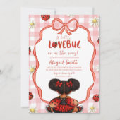  Gingham Red Ladybug Baby Shower Invitation 招待状 (正面)