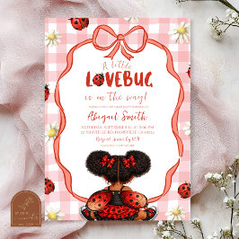 Gingham Red Ladybug Baby Shower Invitation 招待状