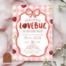 Gingham Red Lovebug Baby Shower 招待状