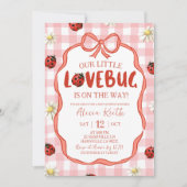 Gingham Red Lovebug Baby Shower 招待状 (正面)