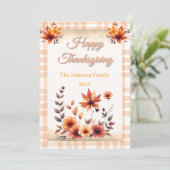 Gingham Rustic Vintage Thanksgiving Greeting Card シーズンカード (スタンド正面)