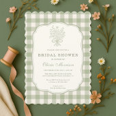 Gingham Sage Green Bridal Shower 招待状