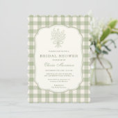 Gingham Sage Green Bridal Shower 招待状 (スタンド正面)