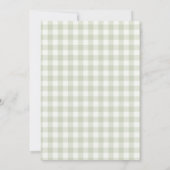 Gingham Sage Green Gender Neutral Baby Shower 招待状 (裏面)