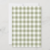 Gingham Sage Green Little Lamb Baby Shower 招待状 (裏面)