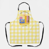 Gingham Sardines Custom Family Name エプロン (正面)