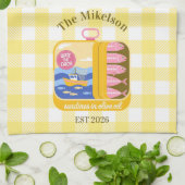 Gingham Sardines Custom Family Name キッチンタオル (折り畳み)