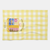 Gingham Sardines Custom Family Name キッチンタオル (横)