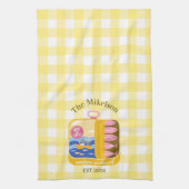 Gingham Sardines Custom Family Name キッチンタオル (縦)