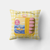 Gingham Sardines Custom Family Name クッション (裏面)
