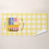 Gingham Sardines Custom Family Name バスタオル (バスタオル)