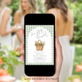 Gingham She's off the Marketブライダルシャワーアーチ 招待状