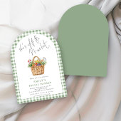 Gingham She's off the Marketブライダルシャワーアーチ 招待状