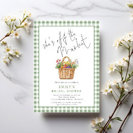 Gingham She's off the Market Scriptブライダルシャワー 招待状