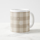Gingham Snowflake Mug – Beige & Taupe Farmhouse ジャンボコーヒーマグカップ (正面右)