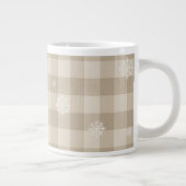 Gingham Snowflake Mug – Beige & Taupe Farmhouse ジャンボコーヒーマグカップ (右)