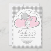 Gingham Some Bunny Is One Birthday Personalized 招待状 (正面)