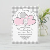 Gingham Some Bunny Is One Birthday Personalized 招待状 (スタンド正面)