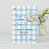 Gingham Something Blue Before I Do Bridal Shower 招待状 (スタンド正面)