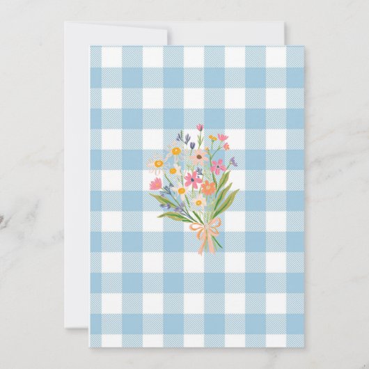 Gingham Something Blue Before I Do Bridal Shower 招待状 (裏面)