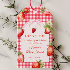 Gingham Strawberry Baby shower Thank you Gift Tag ギフトタグ