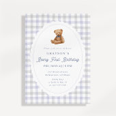 Gingham Teddy Bear Beary First Birthday Invitation 案内状