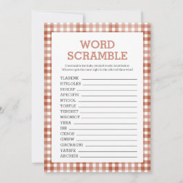 Gingham Watercolor Baby Shower Game Card 招待状