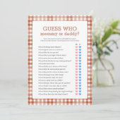 Gingham Watercolor Baby Shower Games Card 招待状 (スタンド正面)