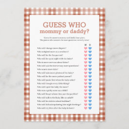 Gingham Watercolor Baby Shower Games Card 招待状