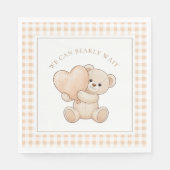 Gingham We Can Bearly Wait Baby Shower Napkins スタンダードランチョンナプキン (正面)