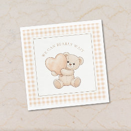 Gingham We Can Bearly Wait Baby Shower Napkins スタンダードランチョンナプキン