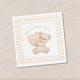Gingham We Can Bearly Wait Baby Shower Napkins スタンダードランチョンナプキン