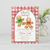 Gingham What's Baking Gingerbread Gender Reveal 招待状 (スタンド正面)