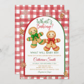 Gingham What's Baking Gingerbread Gender Reveal 招待状 (正面/裏面)