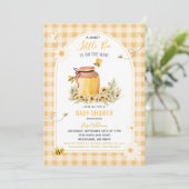 GinghamSweet Little Bee is on the Way Baby Shower 招待状 (スタンド正面)