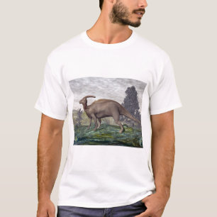 gingkoの木間のParasaurolophusの恐竜 Tシャツ