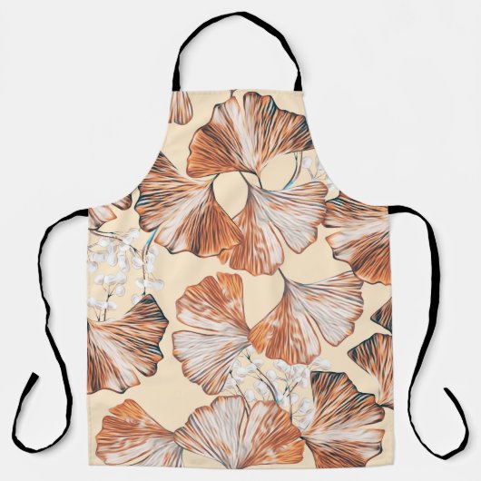 Gingko with fruits seamless pattern. Watercolor fl エプロン (正面)
