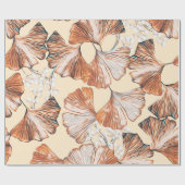 Gingko with fruits seamless pattern. Watercolor fl ラッピングペーパー (フラット)