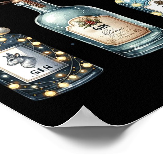 Gingle Bells Funny Gin Gin Bells Christmas Tree Me ポスター (角)