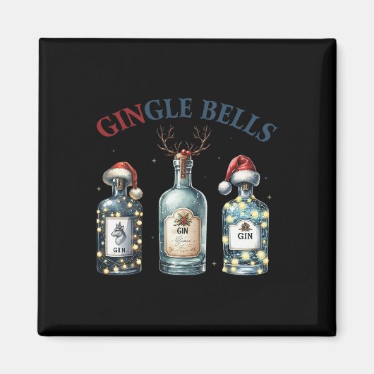 Gingle Bells Funny Gin Gin Bells Christmas Tree Me マグネット (正面)