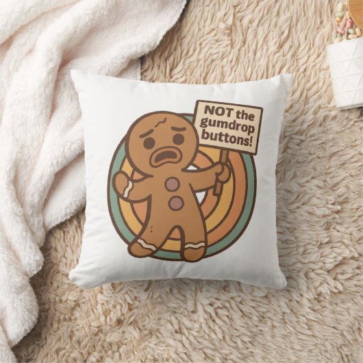 Gingy Gingerbread Christmas Throw Pillow クッション (ブランケット)