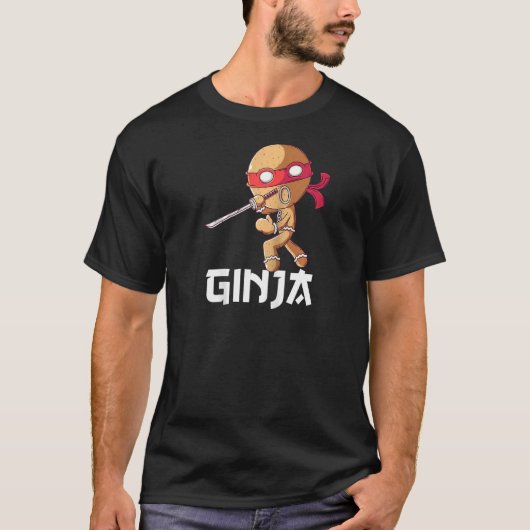 Ginja Ninjabread Man Gingerbread忍者クリスマスW Tシャツ (正面)