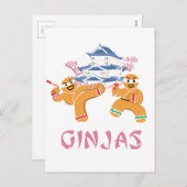 Ginjasの忍者のクリスマスの忍者のジンジャーブレッド シーズンポストカード (正面/裏面)
