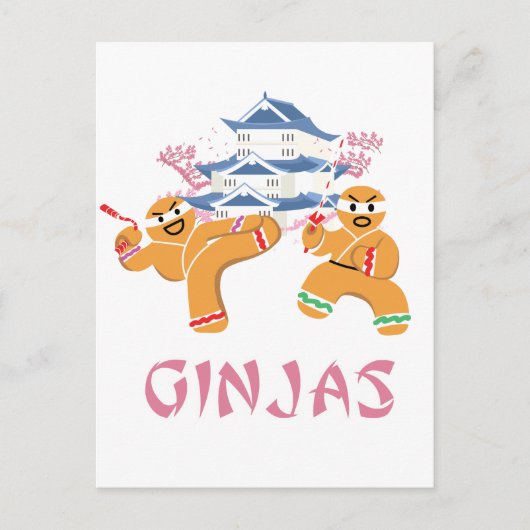 Ginjasの忍者のクリスマスの忍者のジンジャーブレッド シーズンポストカード (正面)