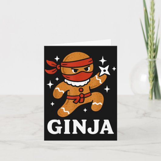 Ginjas Gingerbread Ninja Funny Christmas Cookie Bo カード (正面)