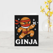 Ginjas Gingerbread Ninja Funny Christmas Cookie Bo カード (黄色い花)