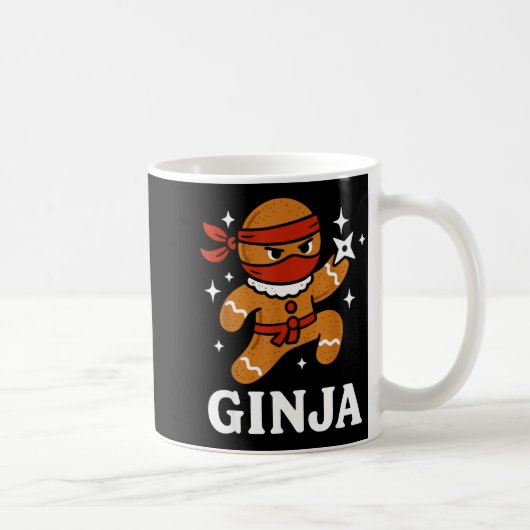 Ginjas Gingerbread Ninja Funny Christmas Cookie Bo コーヒーマグカップ (右)